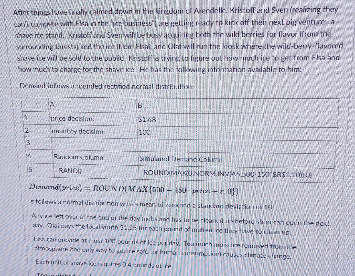  create an excel spreadsheet for the following After things have finally
