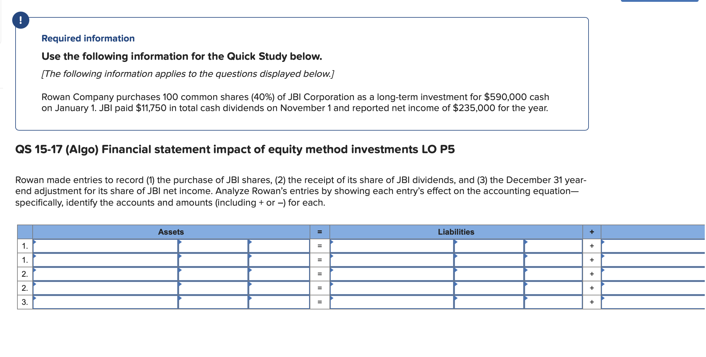 there is an equity section cut out Required information Use the following