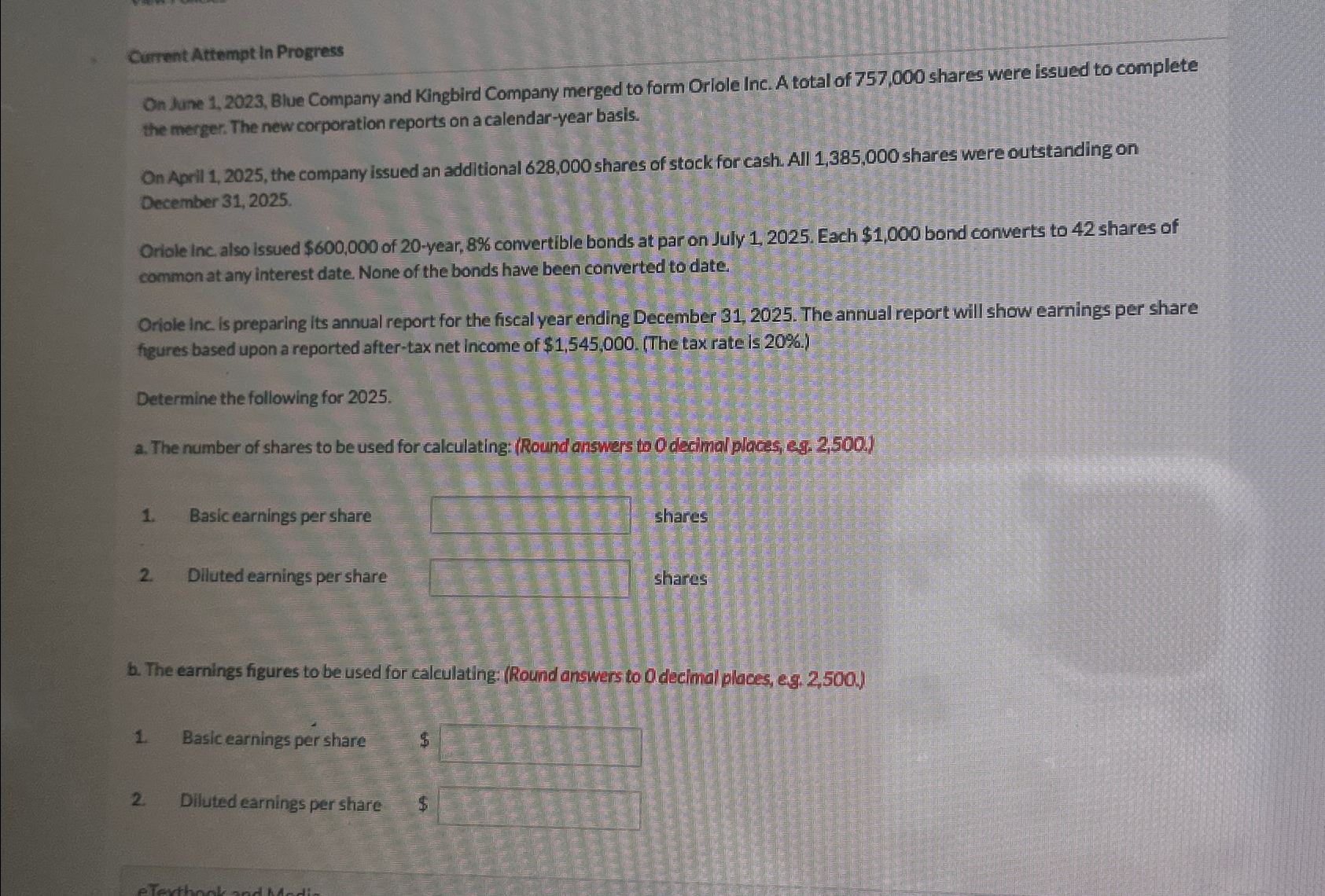  Current Attempt in Progress On June 1,2023, Blue Company and Kingbird