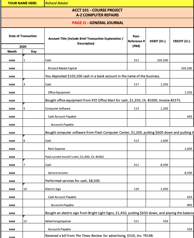 company journal entries, adjusting journal entries closing trial balance ect A-Z COMPUTER