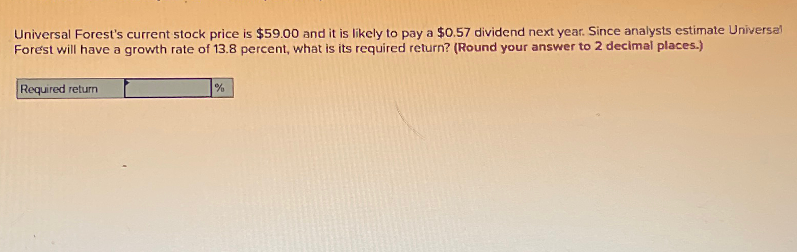  Universal Forest's current stock price is $59.00 and it is likely