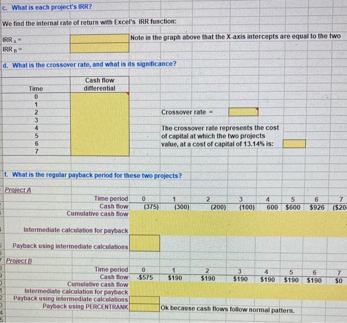 Project B 10 0 ($375) ($575) 11 1 ($300) $190 12 2