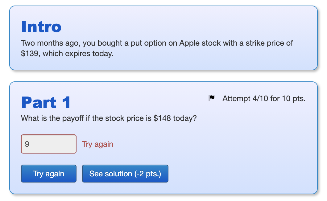 Intro Two months ago, you bought a put option on Apple