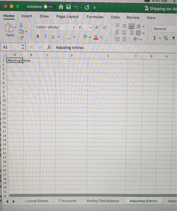 of the transactions that Shipping Inc, engaged in during January 2021 is