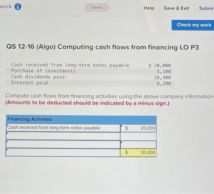  work Saved Help Save & Exit Submi Check my work QS