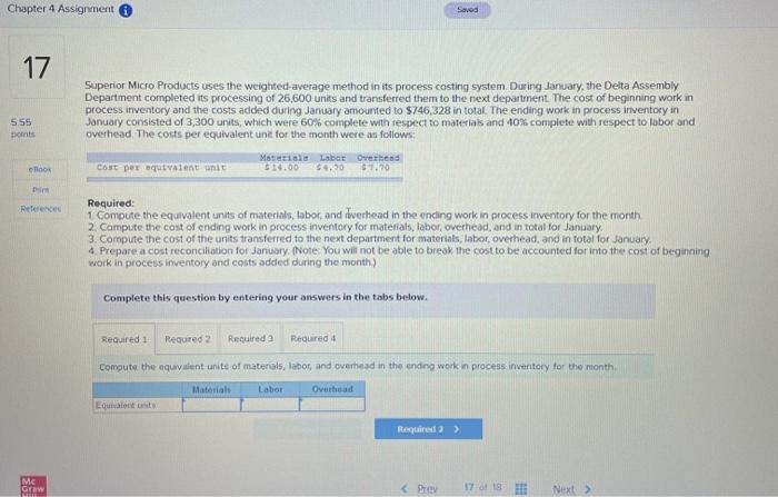  Chapter 4 Assignment Savod 17 Superior Micro Products uses the weighted