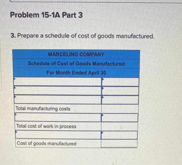 questions displayed below.) Marcelino Co.'s March 31 inventory of raw materials is