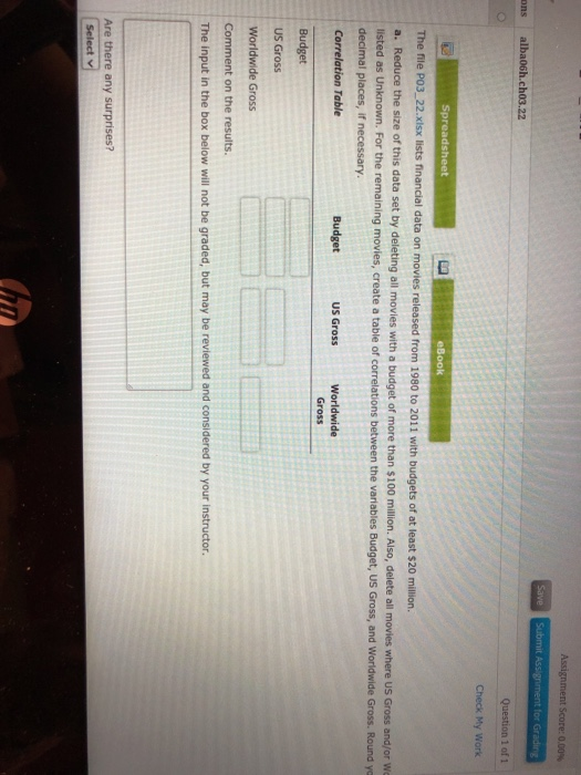  Assignment Score: 0.00% Save Submit Assignment for Grading ons alba06h.ch03.22 Question