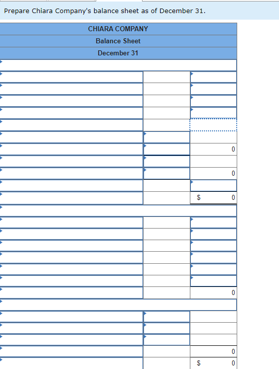 balance LO P6 The adjusted trial balance for Chiara Company as of