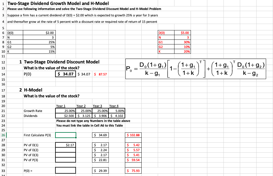 Need help with formulas in the empty boxes. Correct answers are
