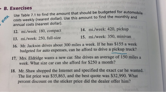  please answer question 16 and 18 ASAP even B. Exercises Use