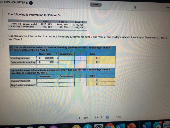  OBLEMS - CHAPTER 5 6 Help The following is information for