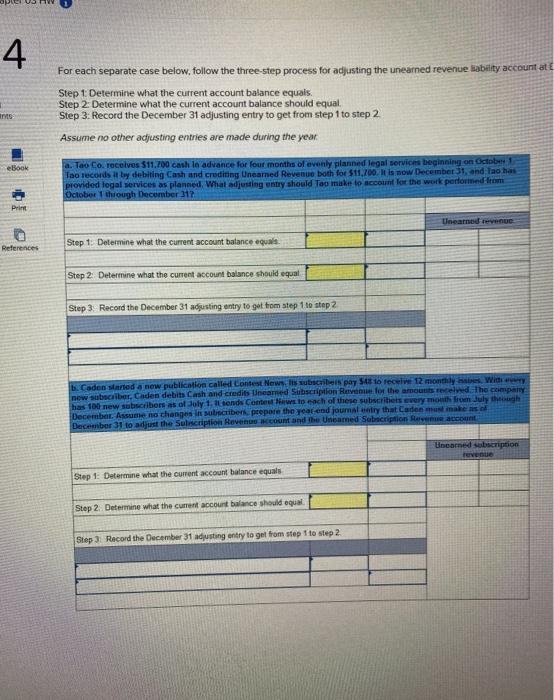  4 For each separate case below, follow the three-step process for