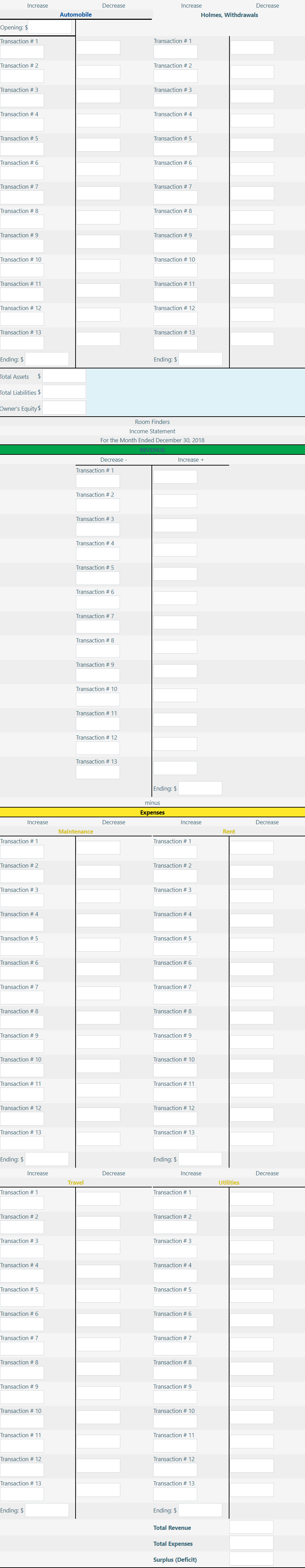 business called Room Finders near a college campus. During the first month