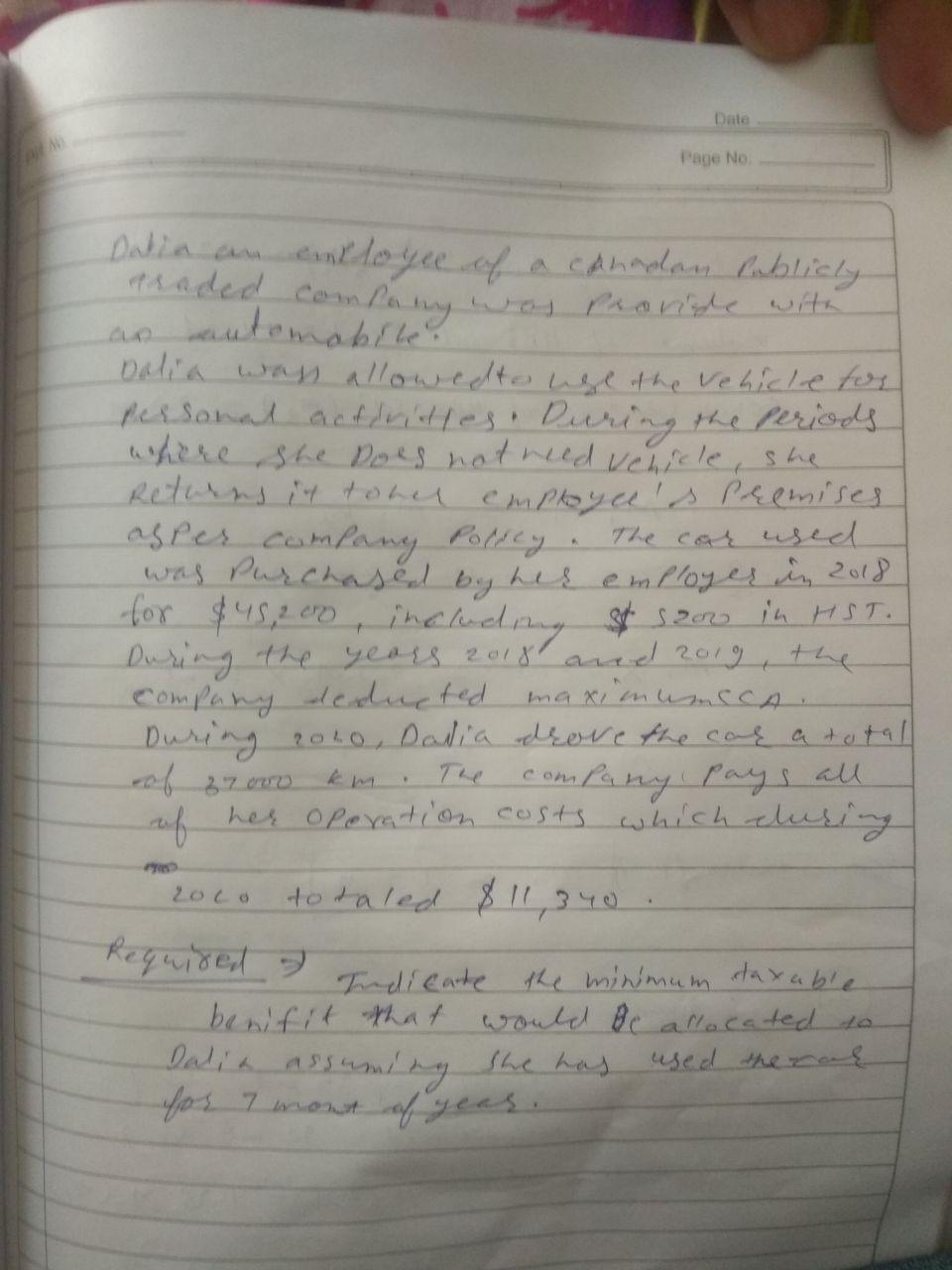 I need the answer as soon as possible Date Page No Dalin