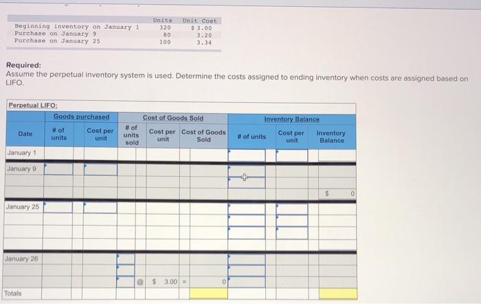  Beginning Inventory on January 1 Purchase on January 9 Purchase on