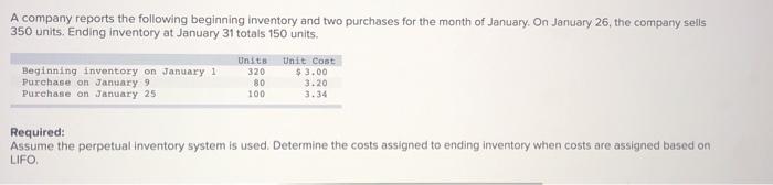 January 25 Units 320 80 100 Unit Cost $ 3.00 3.20 3.34