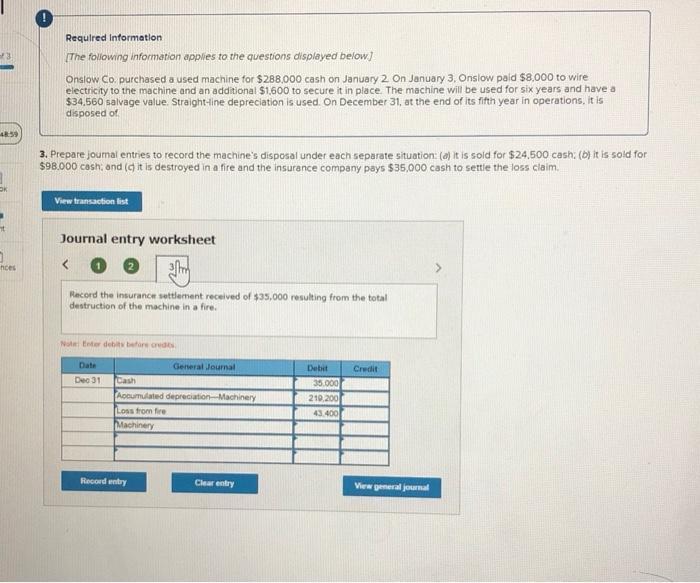 purchased a used machine for $288,000 cash on January 2. On January
