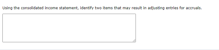 Using the consolidated income statement, identify two items that may result