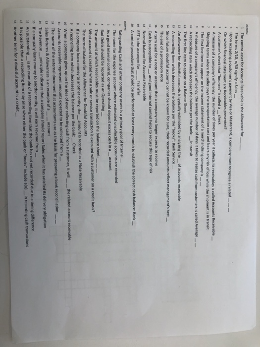 1 The contra-asset for Accounts Receivable is the Allowance for 2 The