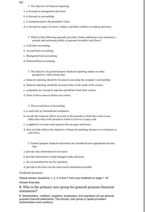 please do it all not missing anything MC 1. The objective of