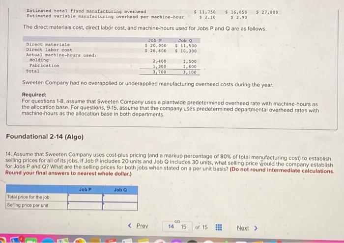 the period's estimated level of production, Sweeten also estimated $27,800 of fixed