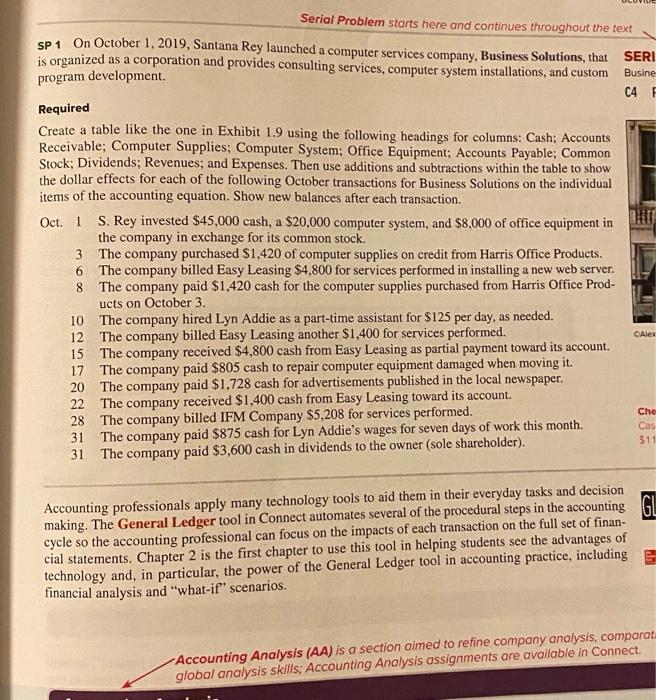 and describe cach activity, Describing business activities C5 transactions on financial Identify