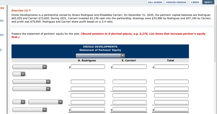  FULL SCREEN PRINTER VERSION BACK NEXT CES Exercise 12-7 Oriole Developments