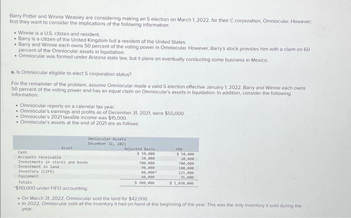  Barry Potter and Winnie Weasley are considering making an Selection on