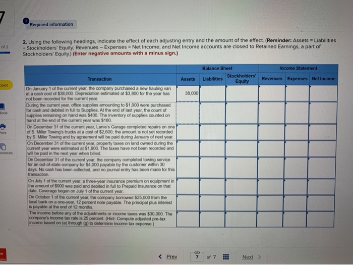 Determining Financial Statement Effects of Adjusting Entries L04-1 [The following information applies