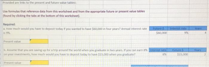  Provided are links to the present and future value tables Use