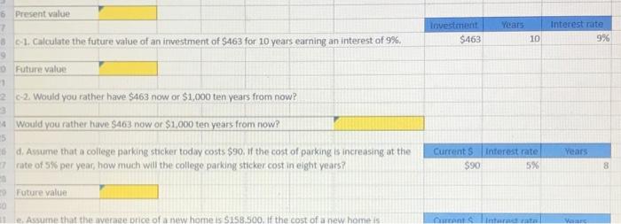 formulas that reference data from this worksheet and from the appropriate future
