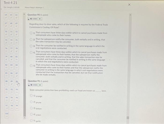 65 66 Question 88 (1 point) List 67 68 69 70 >