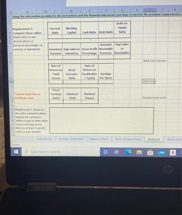need help with ratios B D G 1 Using the information provided