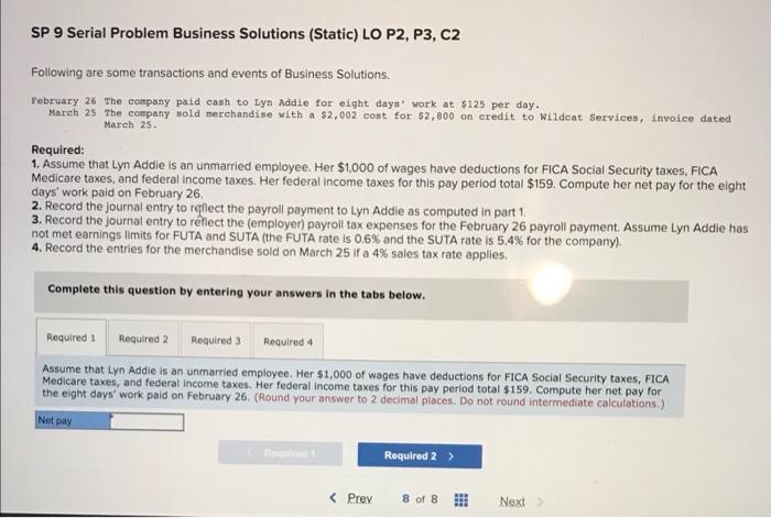  SP 9 Serial Problem Business Solutions (Static) LO P2, P3, C2