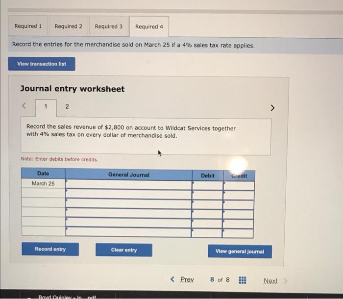 per day. March 25 The company sold merchandise with a $2,002 cont