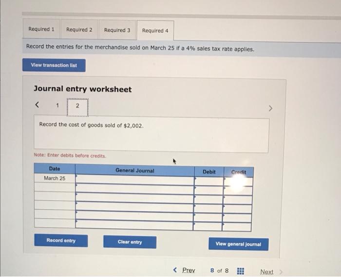 for $2,800 on credit to Wildcat Services, Invoice dated March 25. Required: