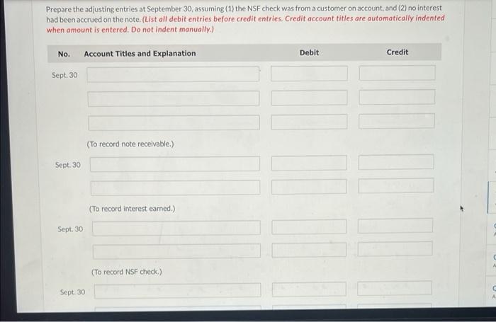 shows a balance of $17.242 on September 30 and the following memoranda