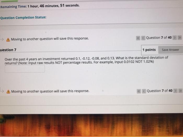  Remaining Time: 1 hour, 46 minutes, 51 seconds. Question Completion Status: