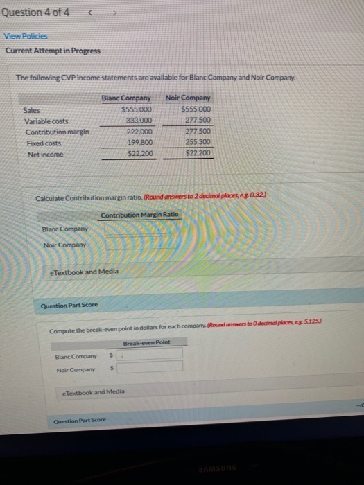 Question 4 of 4 in CVP N sss5C02 S555. 277,sm 255.3m Sf2SJ