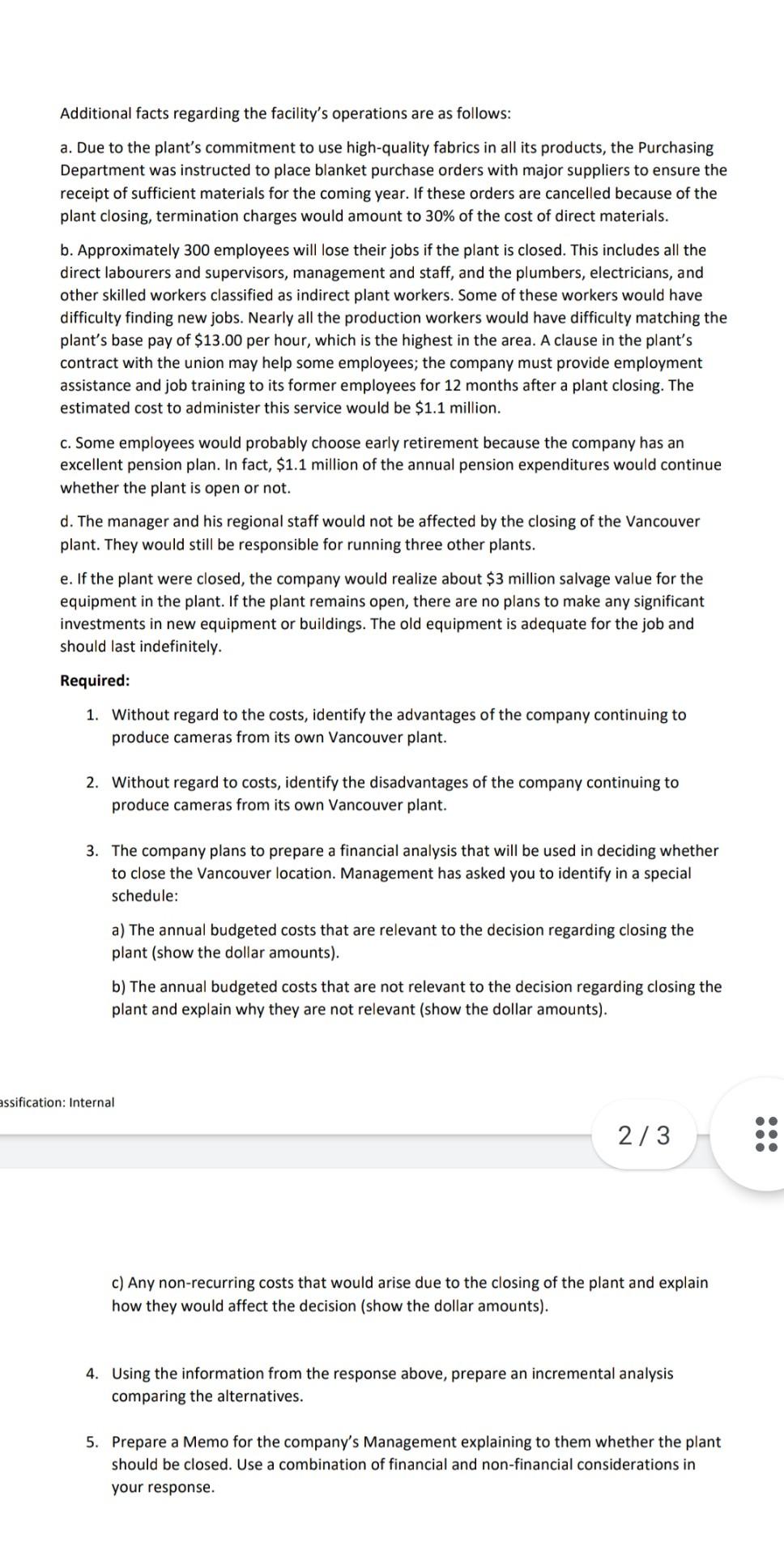 Photo Company manufactures high end cameras with operations in multiple cities across