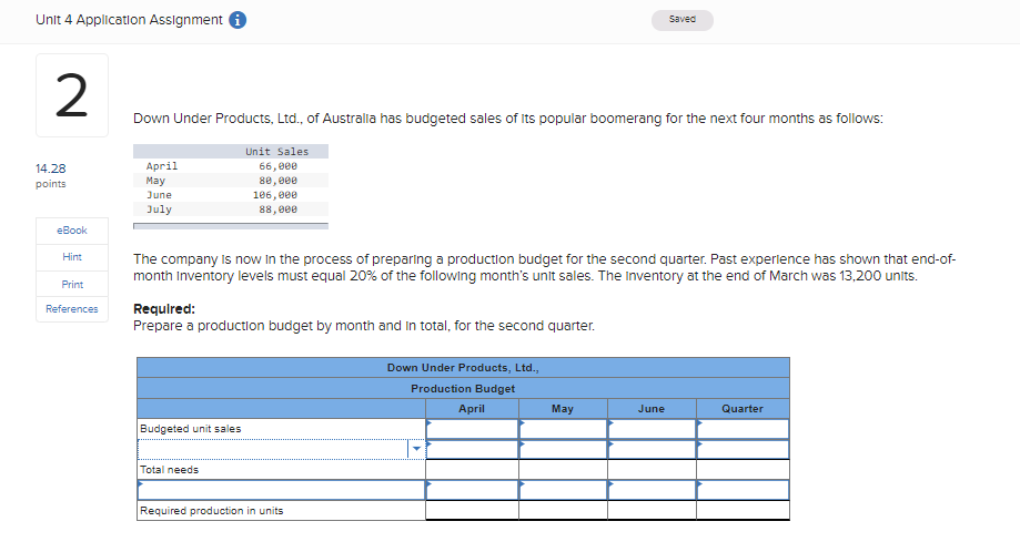  Unit 4 Application Assignment i Saved 2 Down Under Products, Ltd.,