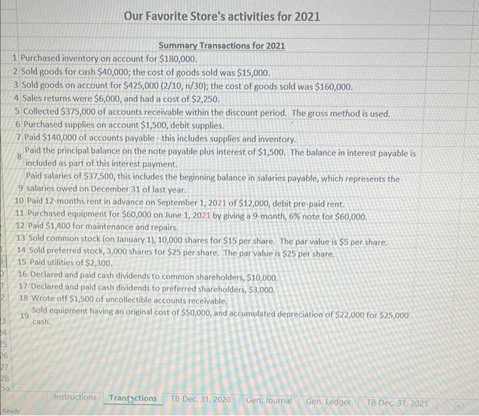 Create a general journal, general ledger, and trial balance using the given