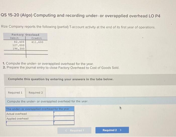 job order costing. The T-account below summarizes Factory overhead activity for the