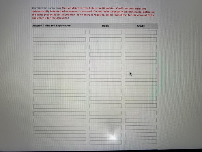 debit entries before credit entries. Credit account tities are automatically indented when