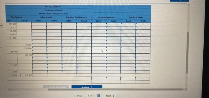company completed the first month of operations, is shown in the partial