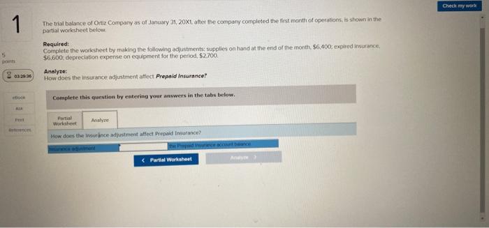worksheet below. Required: Complete the worksheet by making the following adjustments supplies