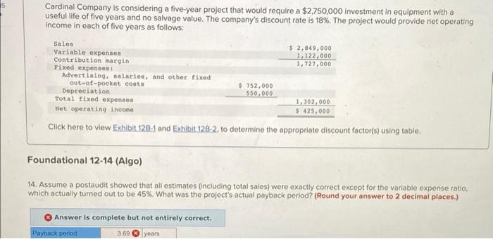 $2,750,000 investment in equipment with a useful life of five years and