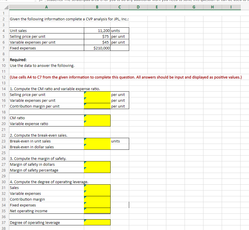  B E E F G H 1 2 Given the following