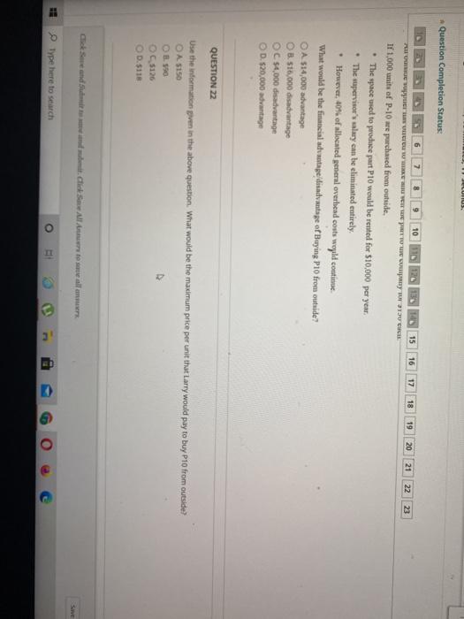 17 18 19 20 21 22 22 QUESTIUNZI Larry Corporation makes 1,000